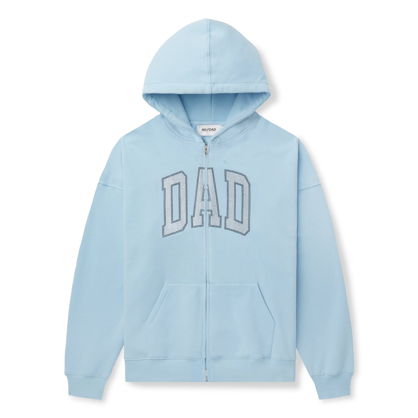 Rhinestone DAD Hoodie - Baby Blue