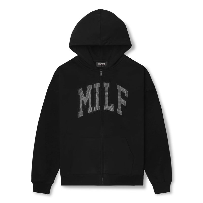 Rhinestone MILF Hoodie - Black - MILFDAD