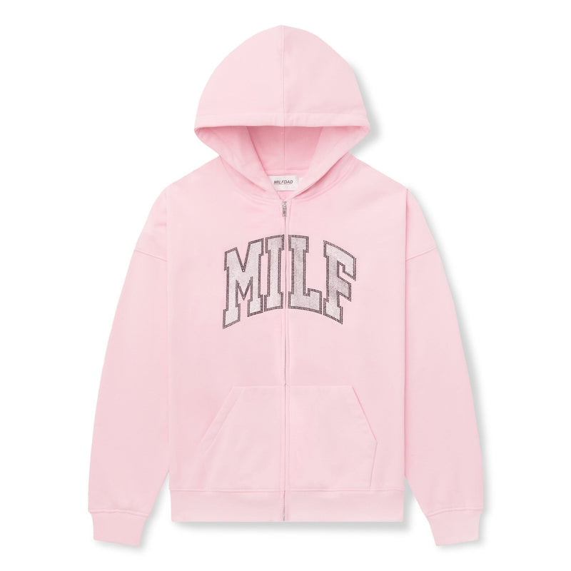 Rhinestone MILF Hoodie - Pink - MILFDAD