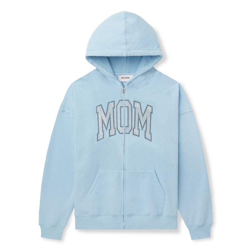 Rhinestone MOM Hoodie - Baby Blue - MILFDAD