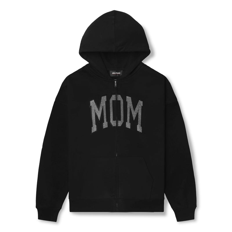 Rhinestone MOM Hoodie - Black - MILFDAD