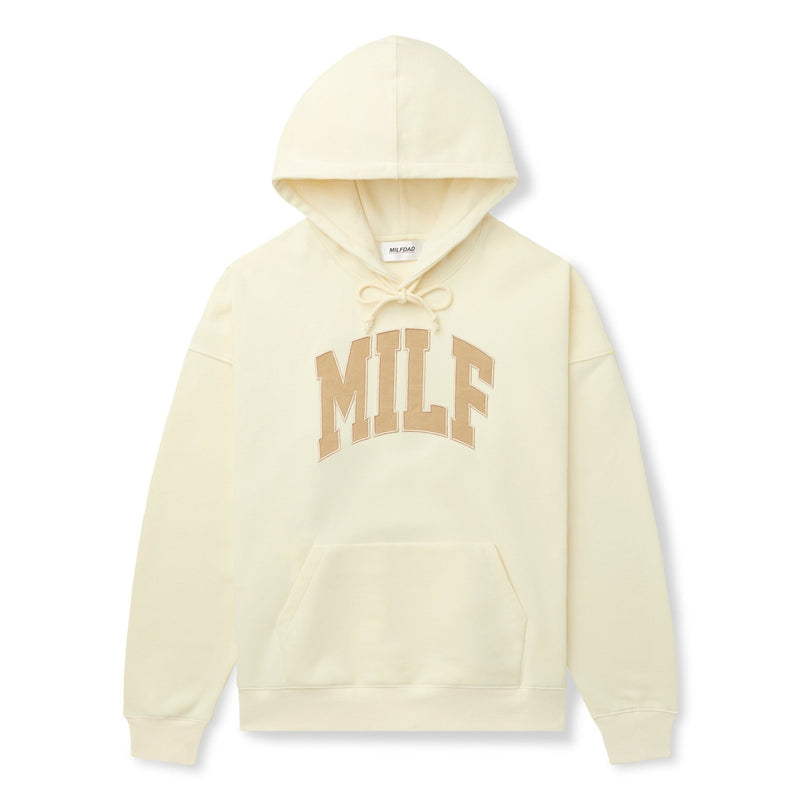 The MILF Hoodie-Cream Embroidered Arc Logo Sweatshirt