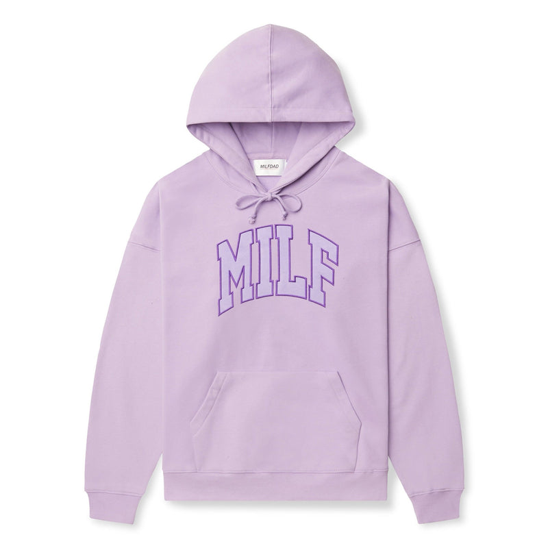 The MILF Hoodie-Lavender Embroidered Arc Logo Sweatshirt