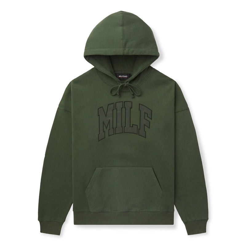 The MILF Hoodie-Sage Green Embroidered Arc Logo Sweatshirt
