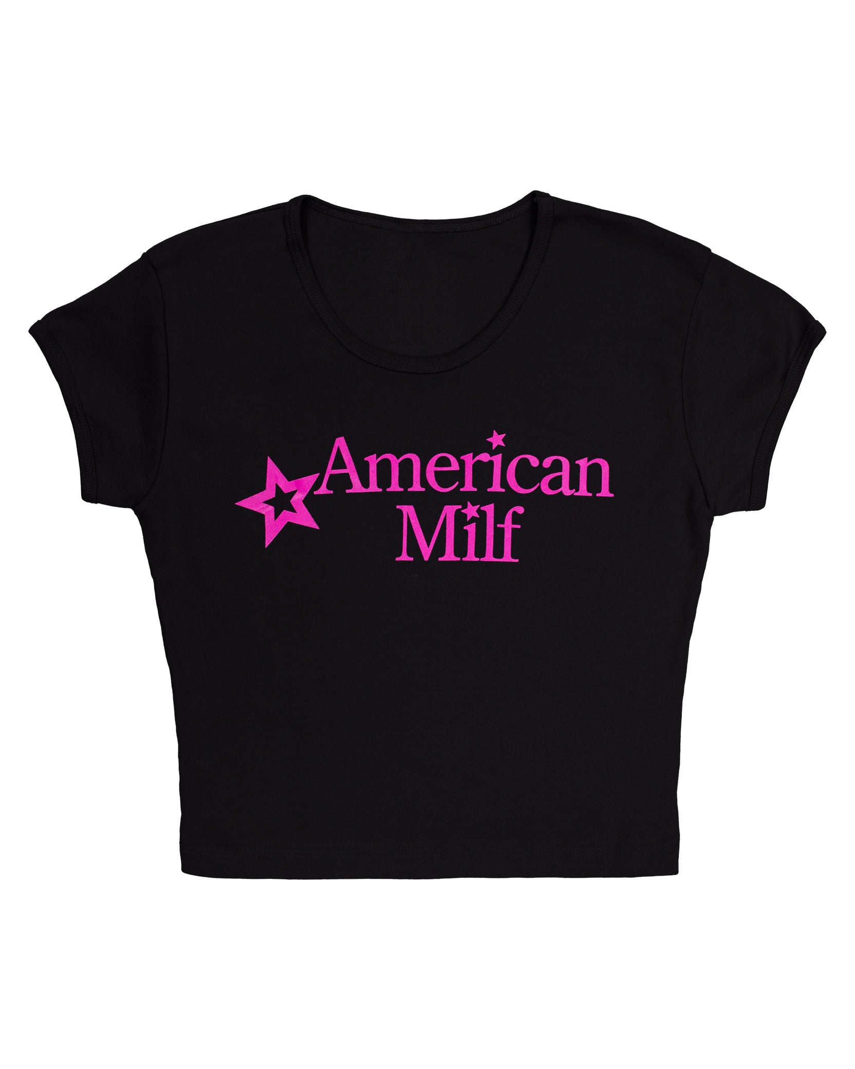 American Milf Baby Rib Crop Top - Black