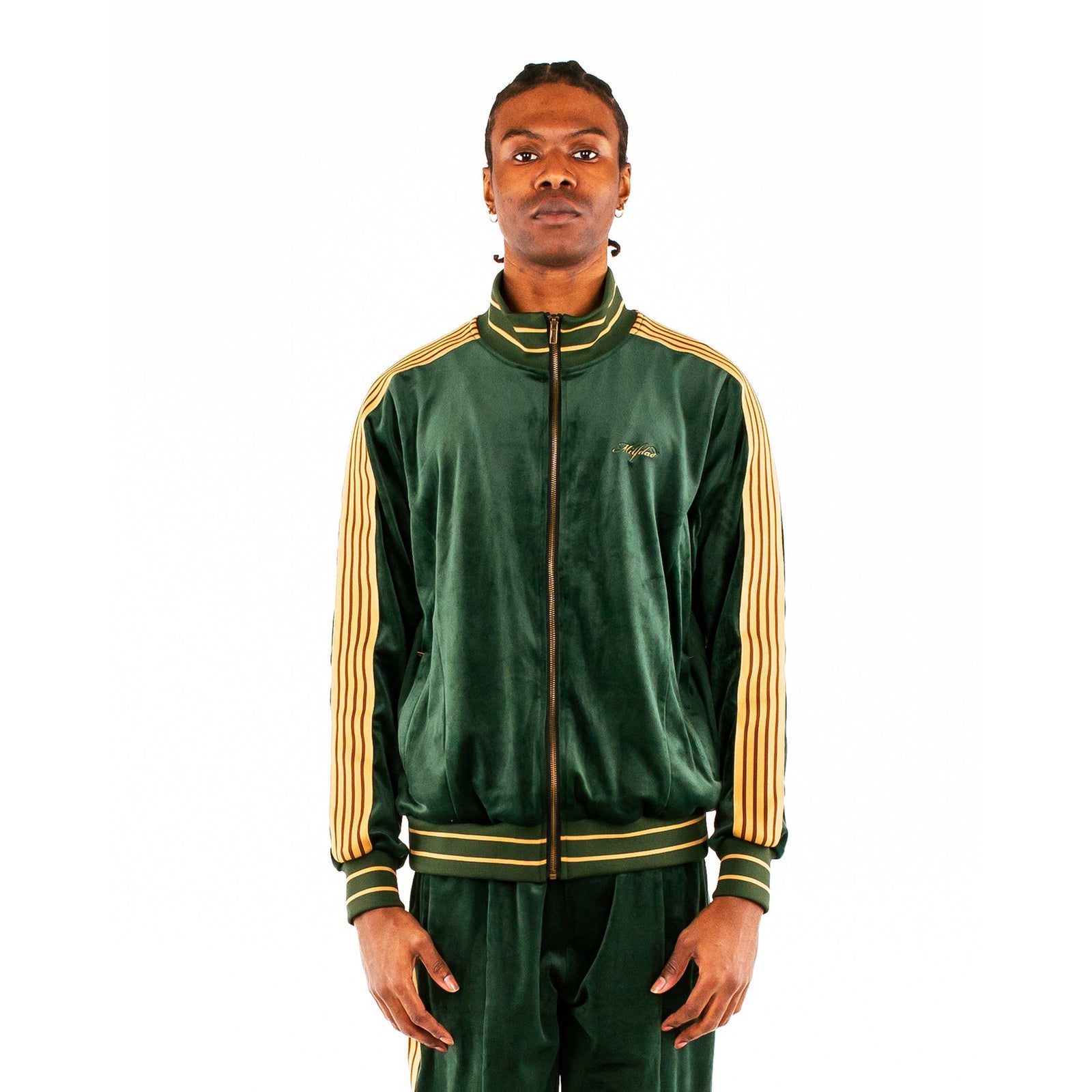 Velour Track Jacket - Emerald Green