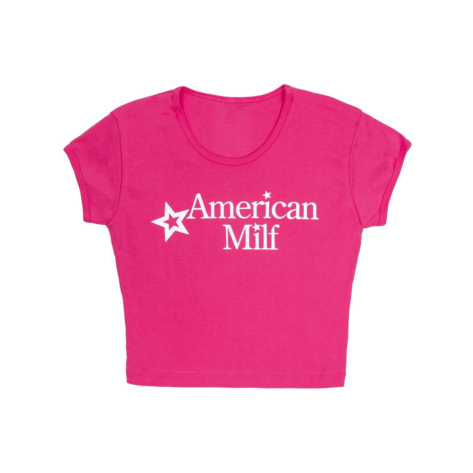 American Milf Baby Rib Crop Top - Hot Pink