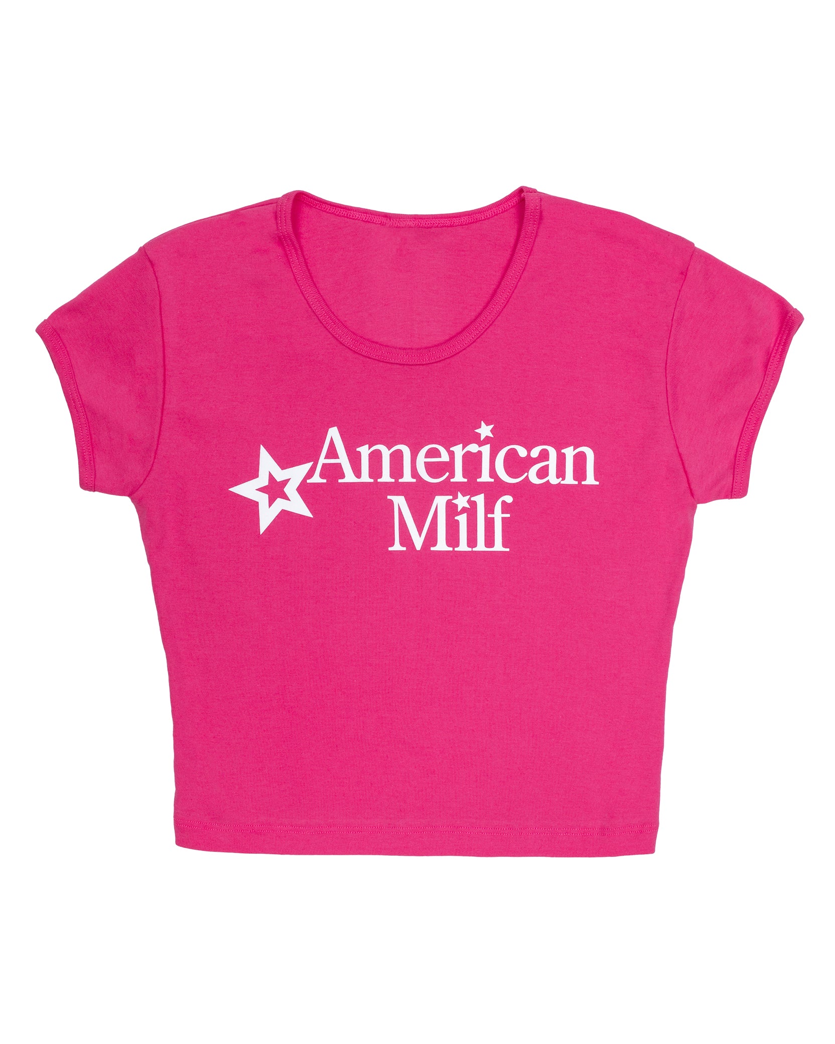American Milf Baby Rib Crop Top - Hot Pink