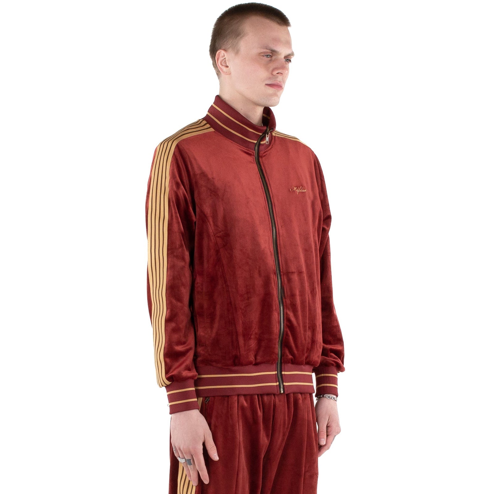 Velour Track Jacket - Ruby Red