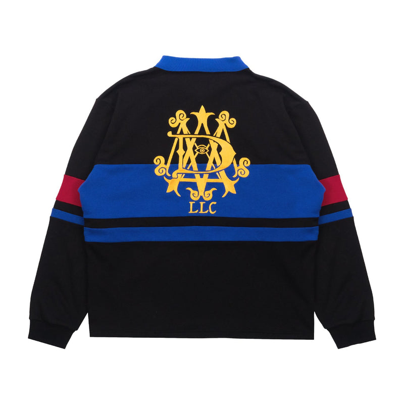 Striped Rugby Shirt with Embroidered Crest - - MILFDAD