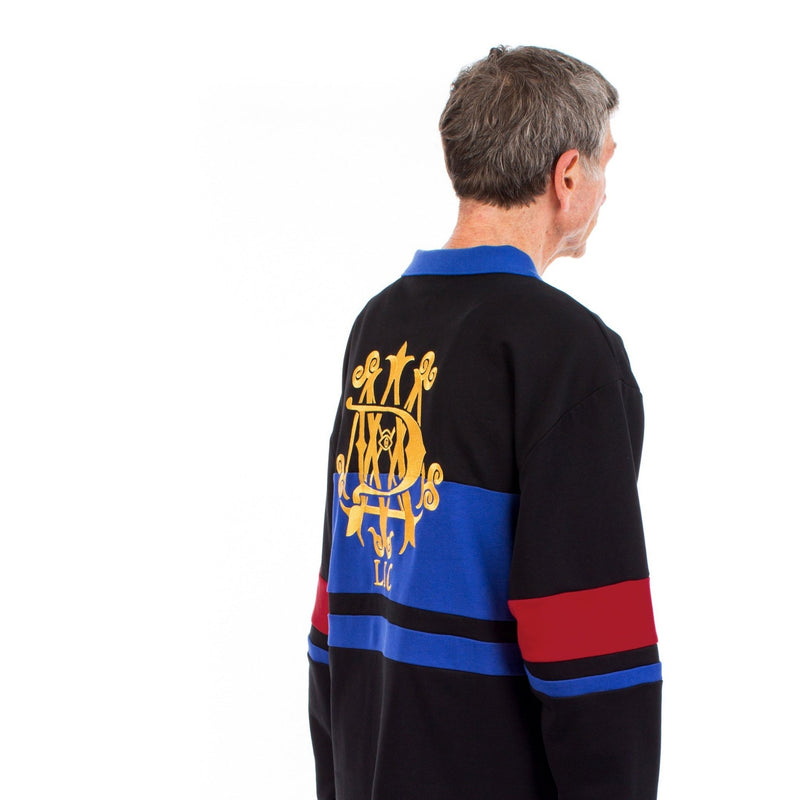 Striped Rugby Shirt with Embroidered Crest - - MILFDAD