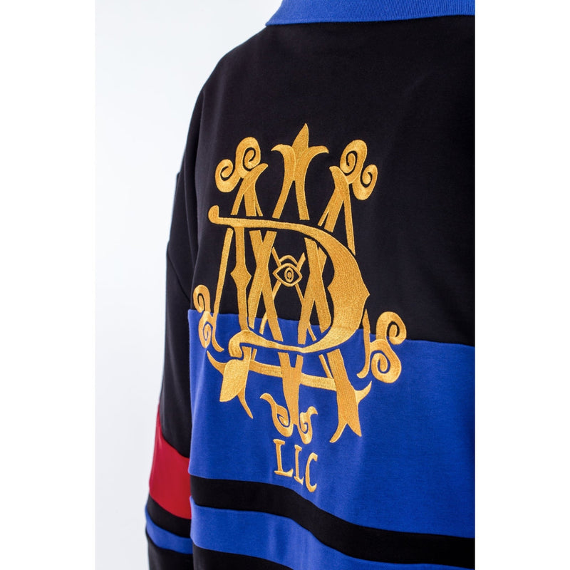Striped Rugby Shirt with Embroidered Crest - - MILFDAD