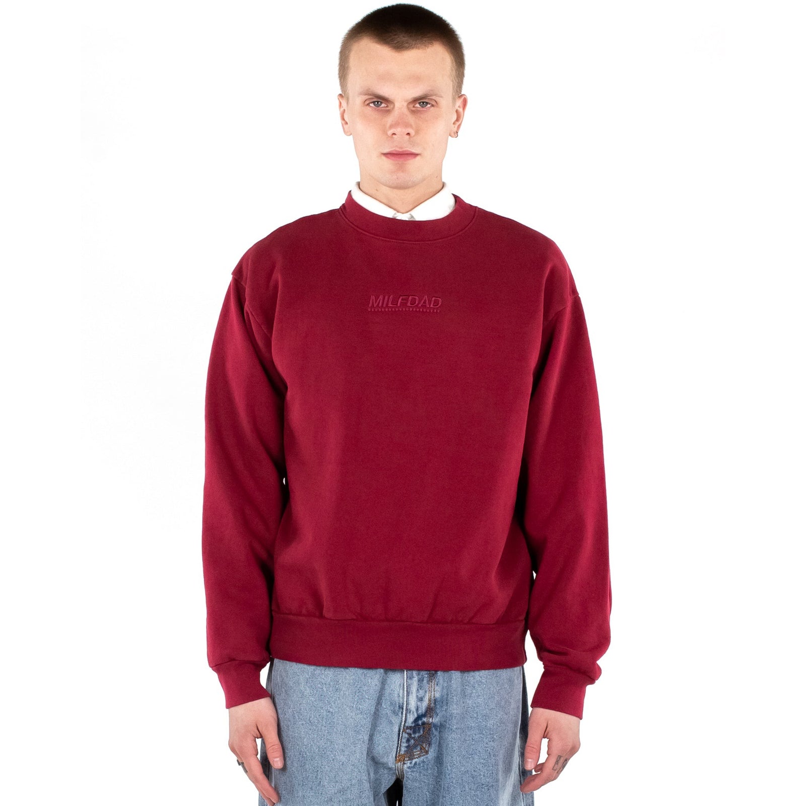 Tonal Embroidered Crewneck - Blood