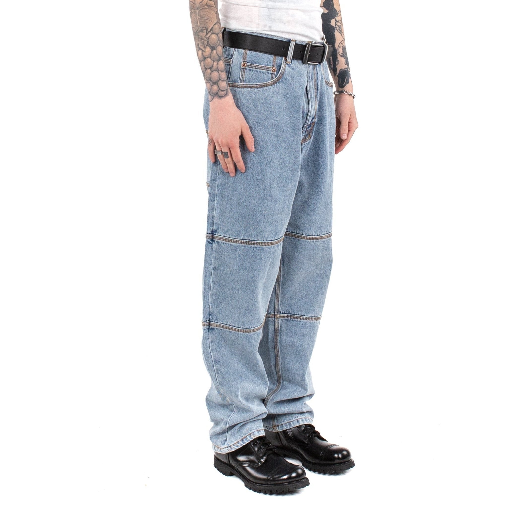 Triple Stitch Baggy Jeans - Light Blue