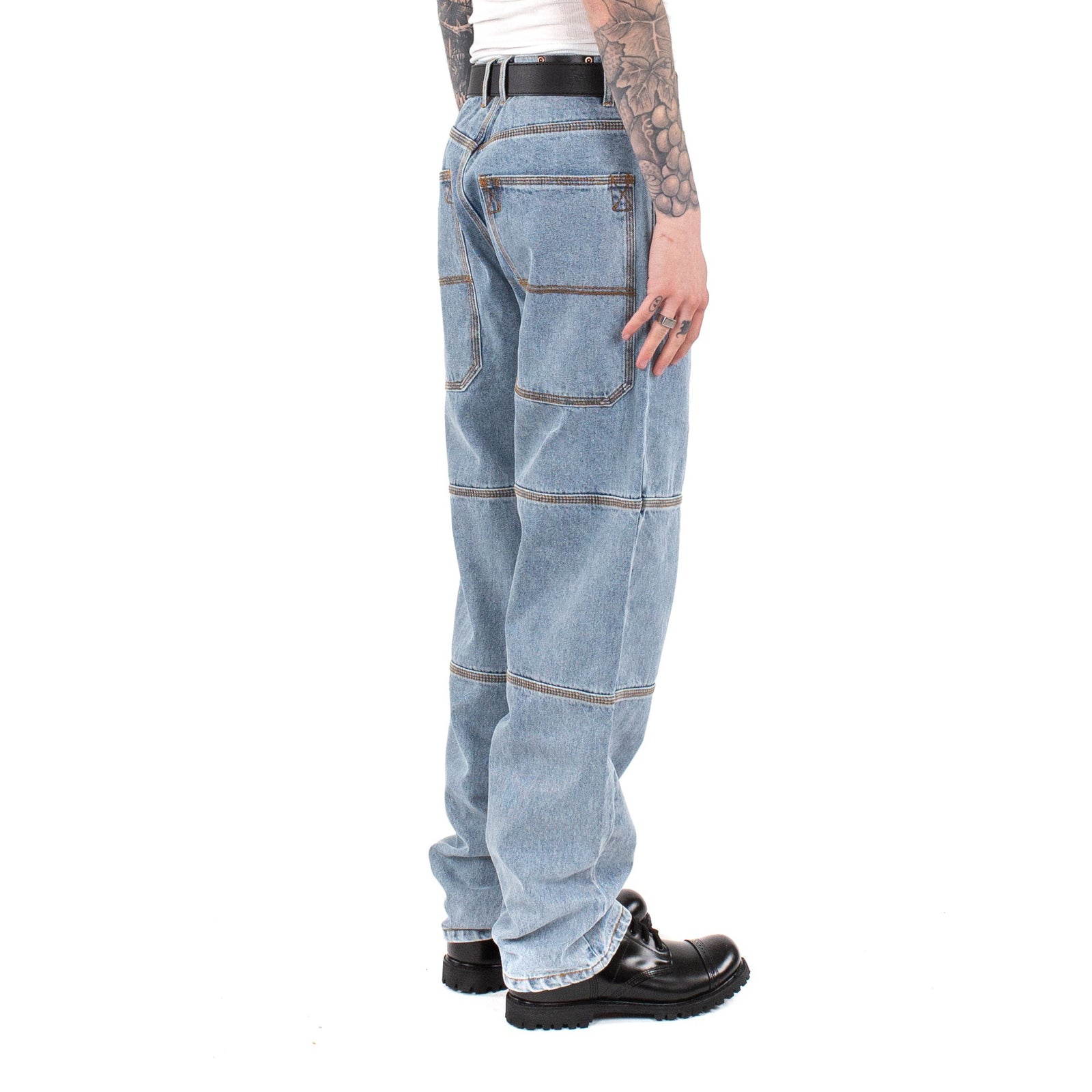 Triple Stitch Baggy Jeans - Light Blue