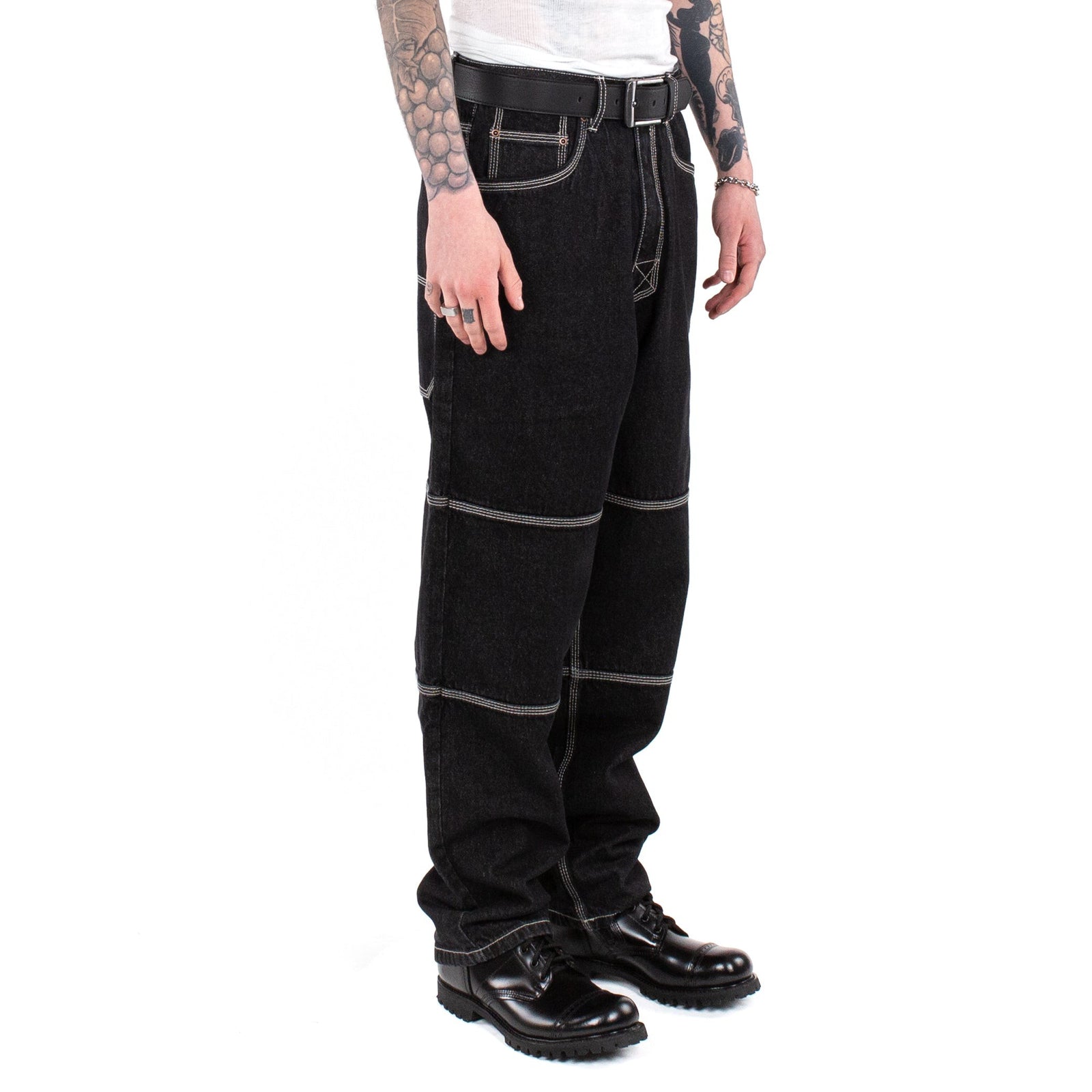 Triple Stitch Baggy Jeans - Black