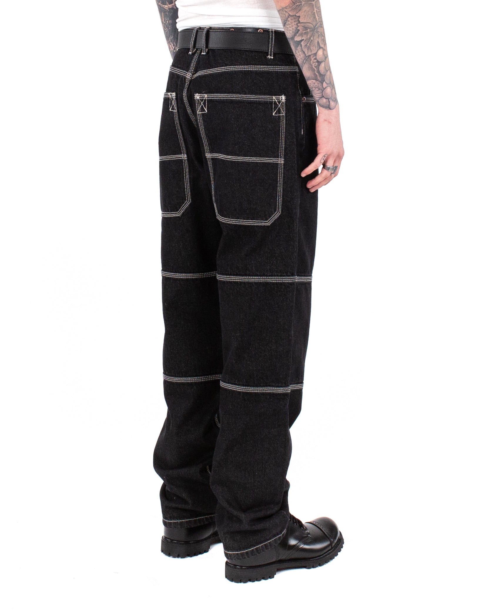 Triple Stitch Baggy Jeans - Black