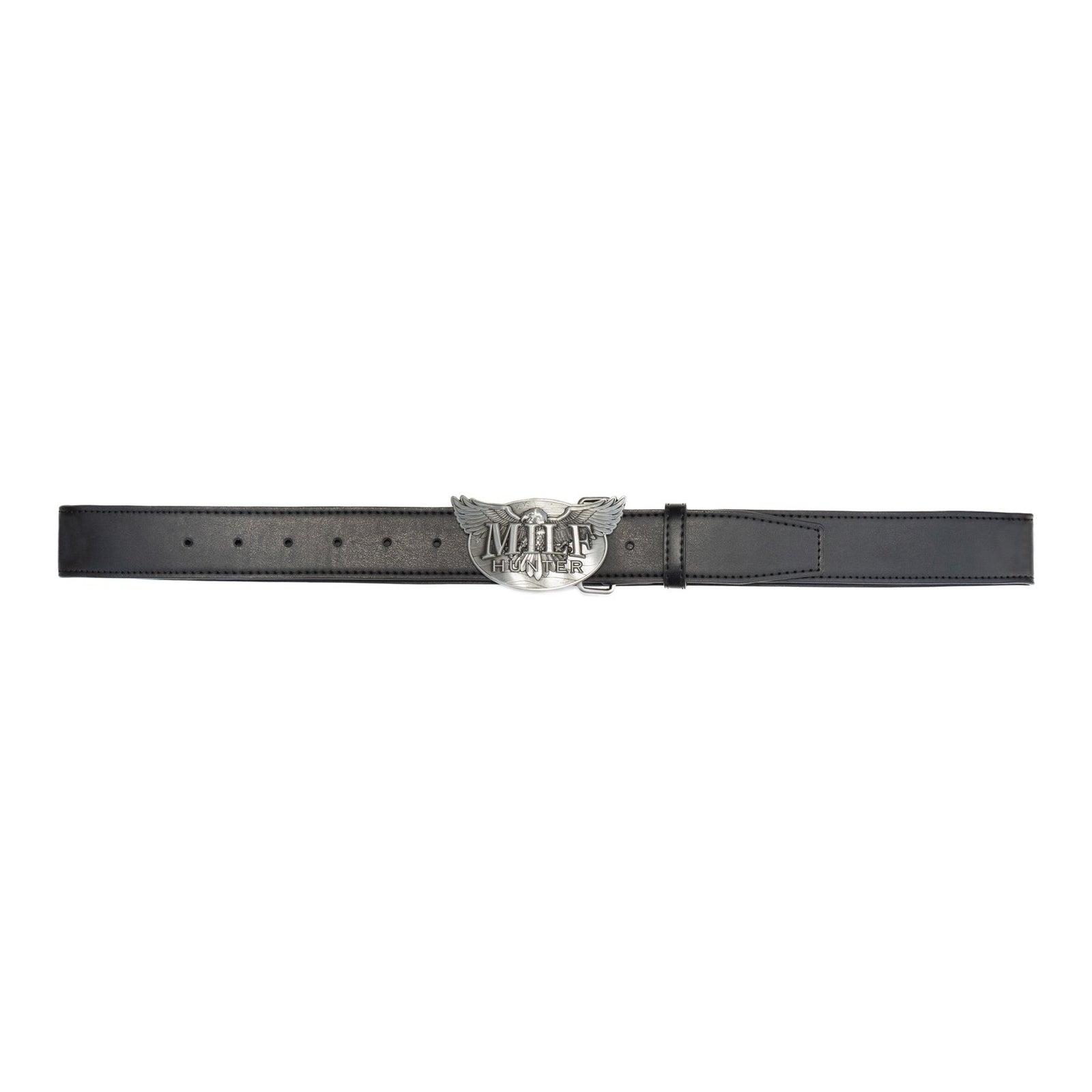 MILF Hunter Leather Belt - Black / Silver