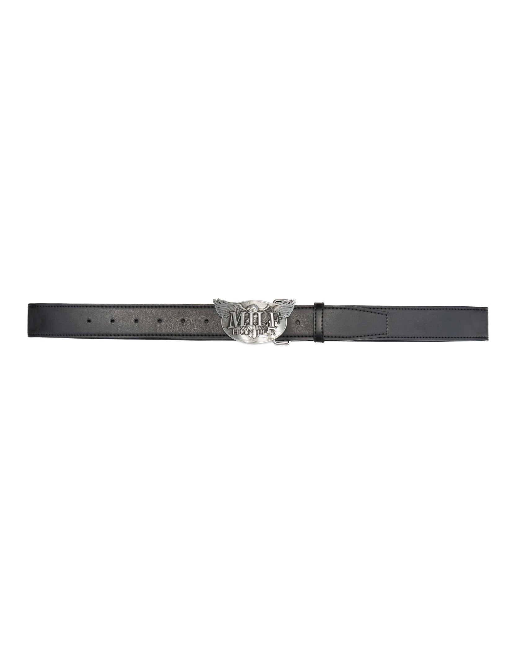 MILF Hunter Leather Belt - Black / Silver