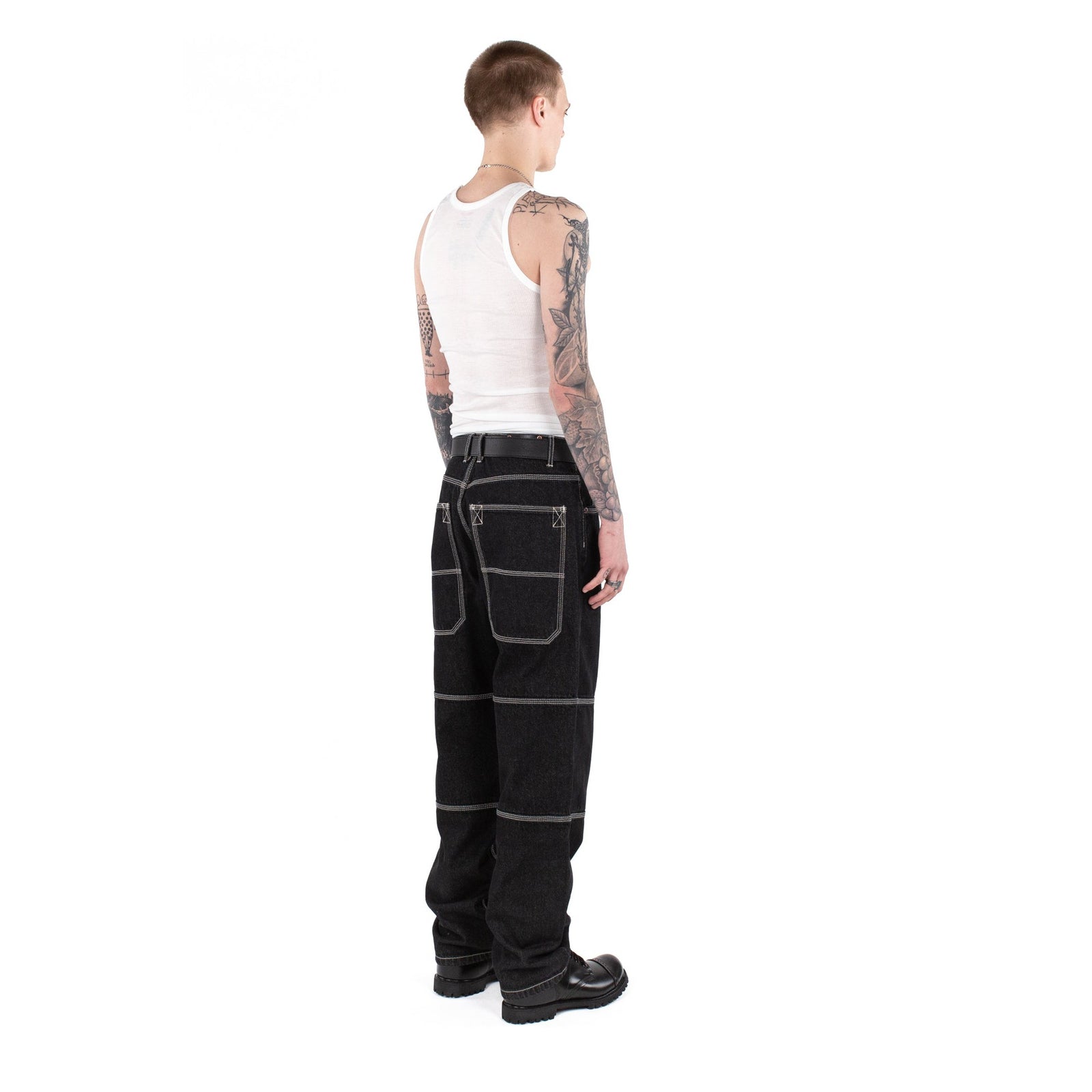 Triple Stitch Baggy Jeans - Black