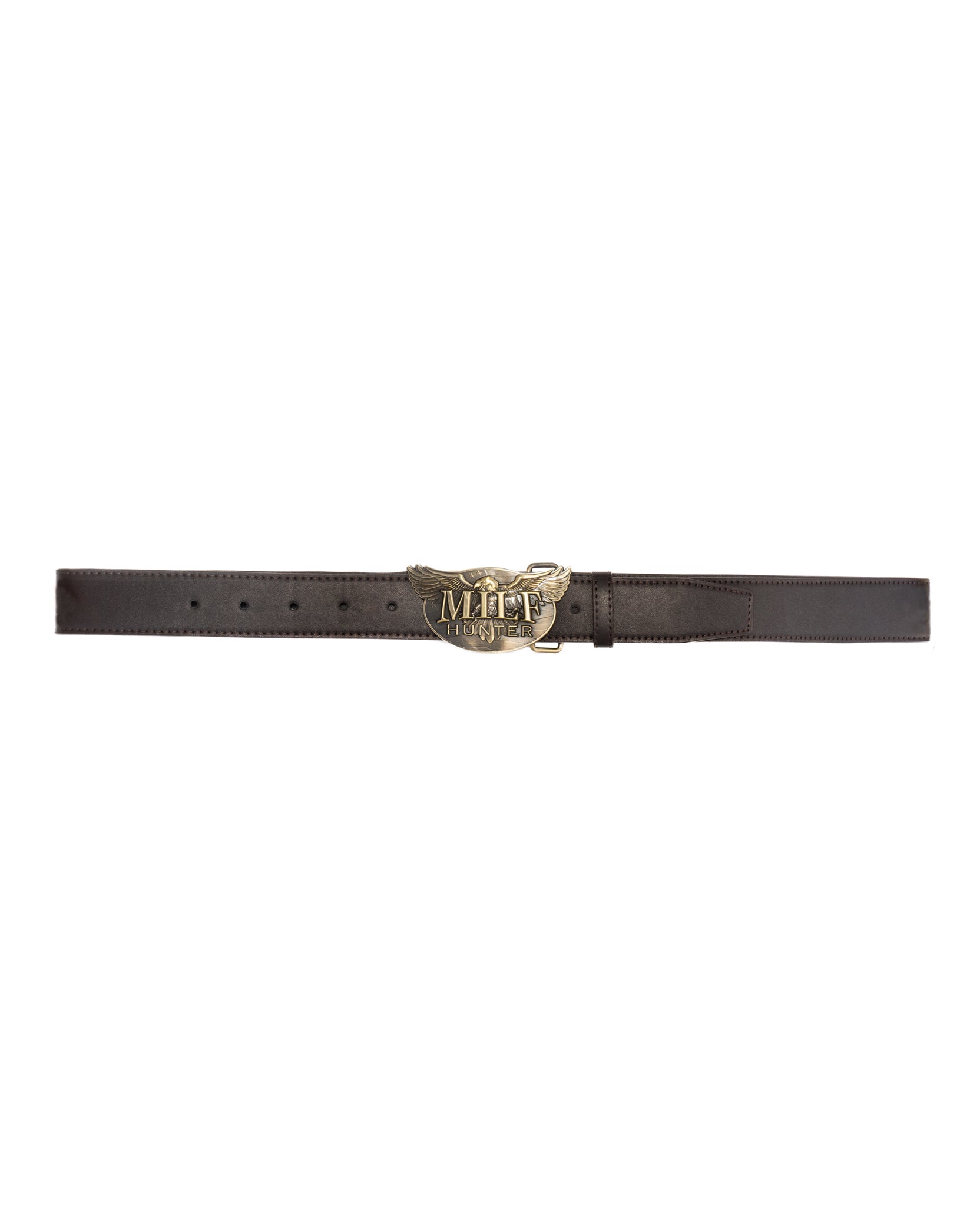 MILF Hunter Leather Belt - Brown / Bronze