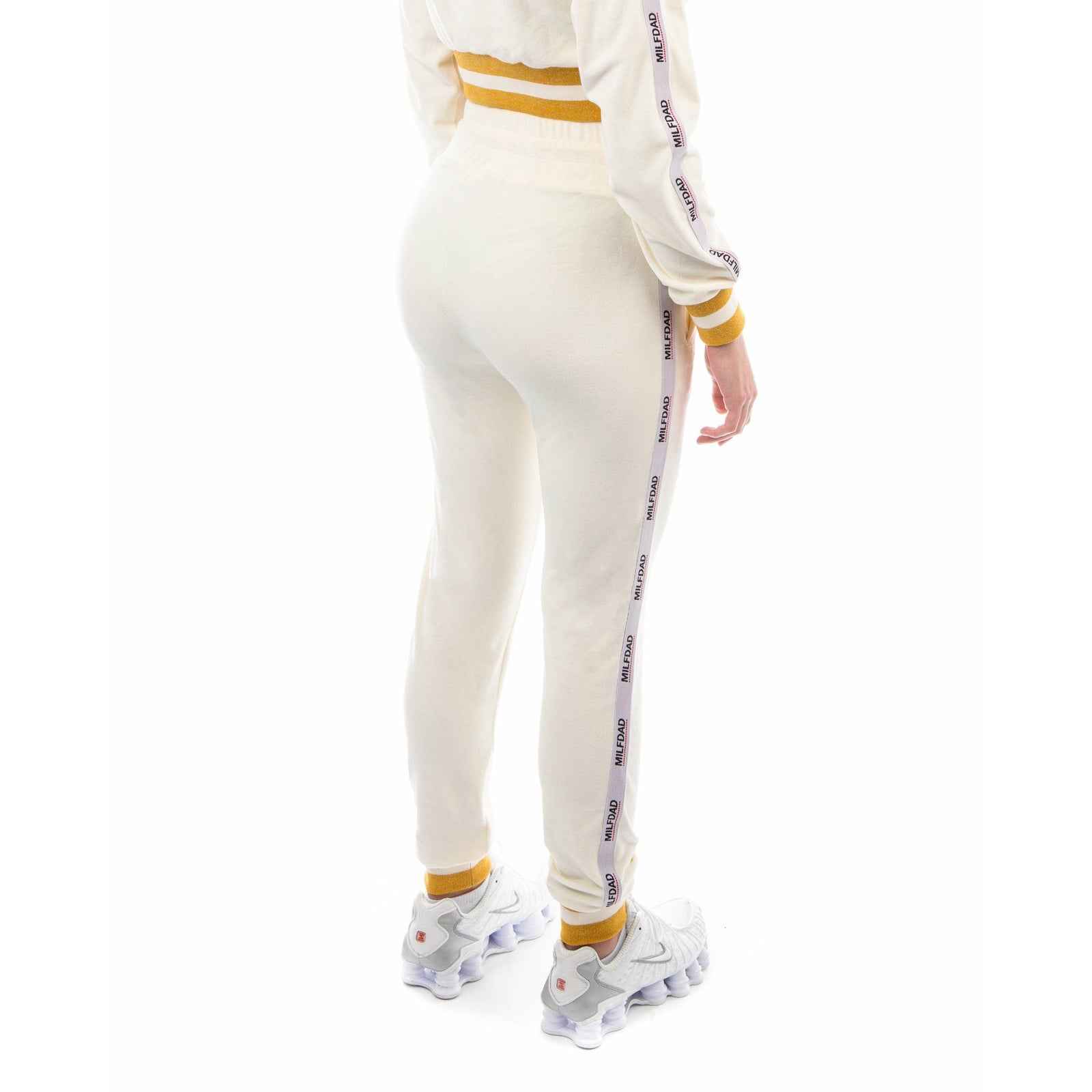 Velour Pant - Cream / Gold