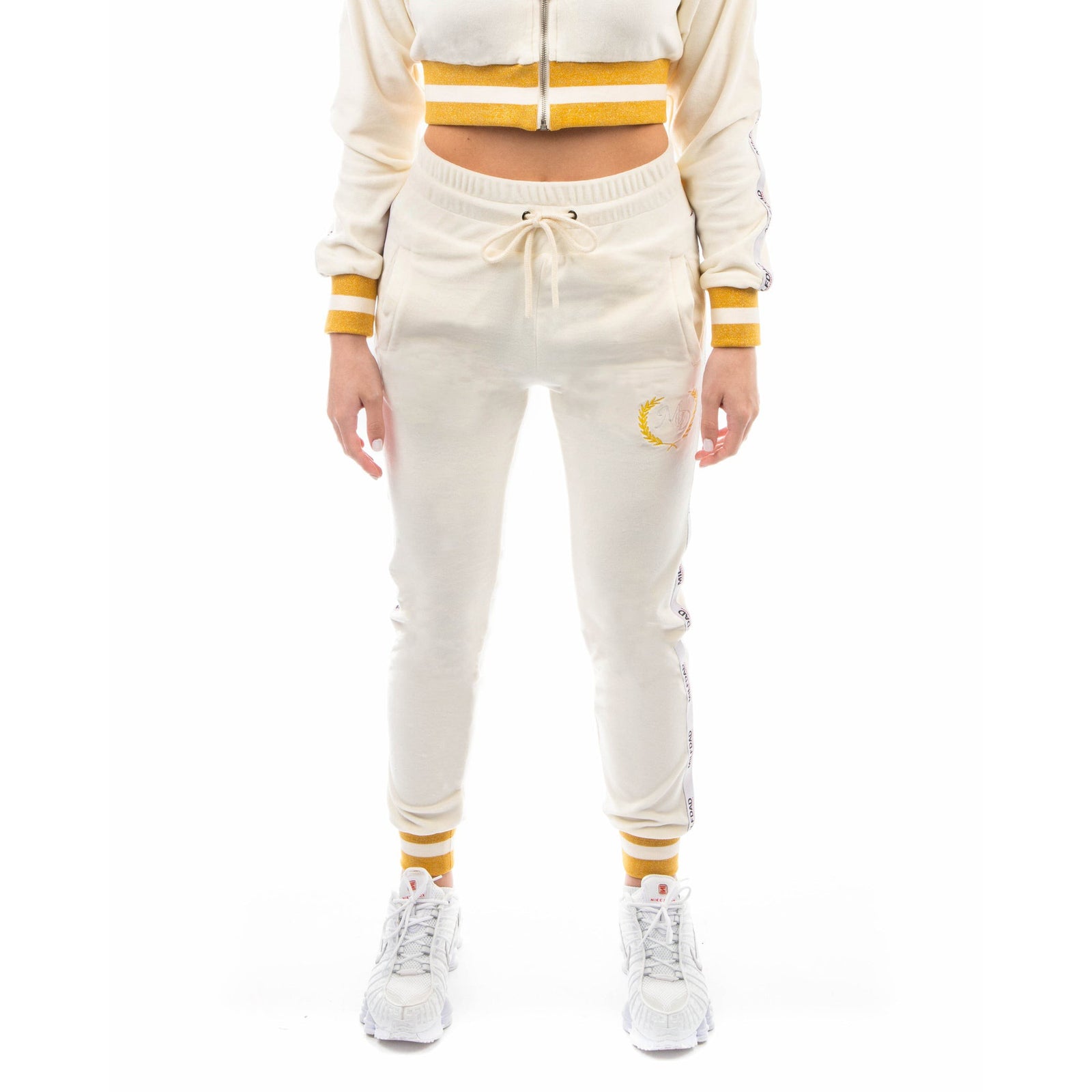 Velour Pant - Cream / Gold