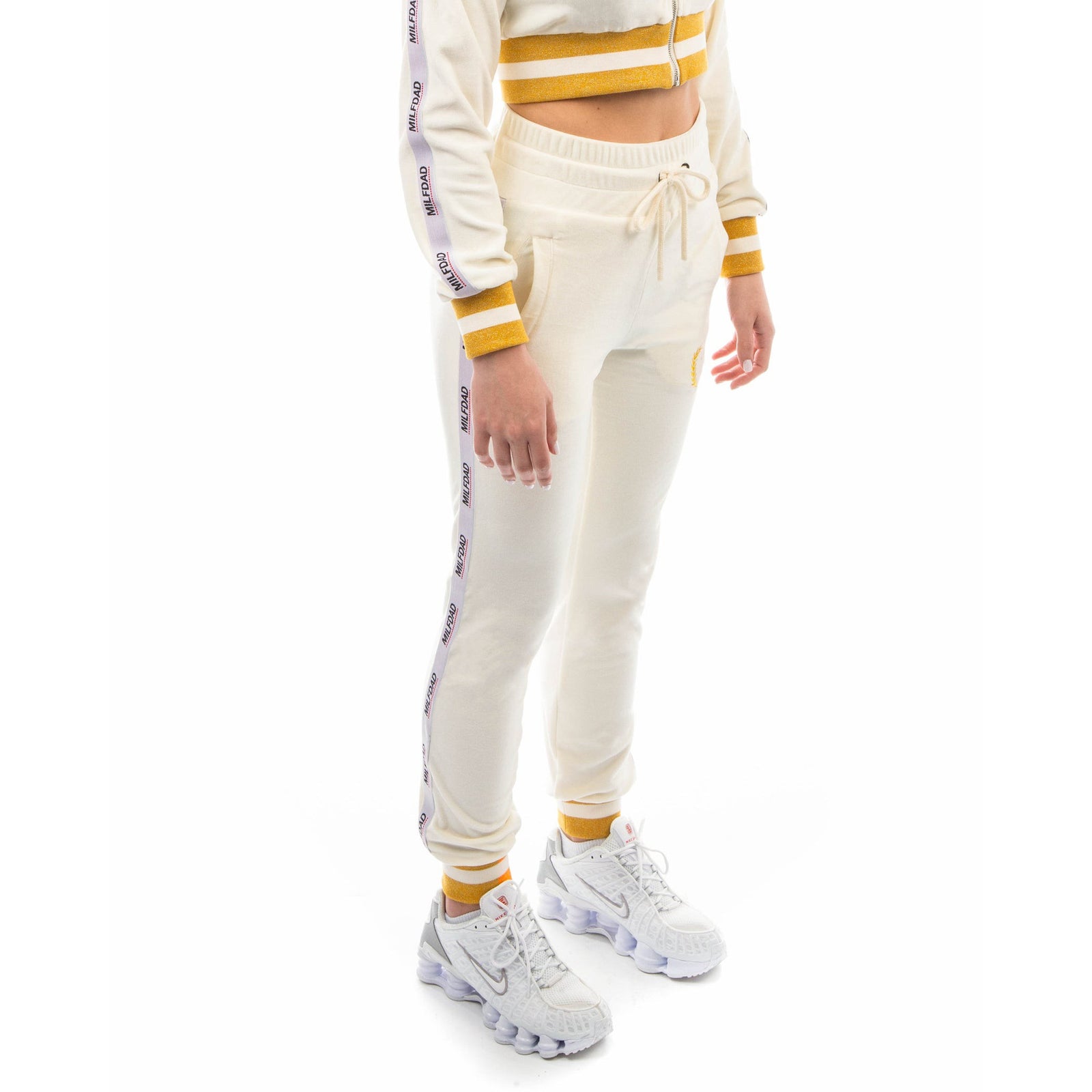 Velour Pant - Cream / Gold