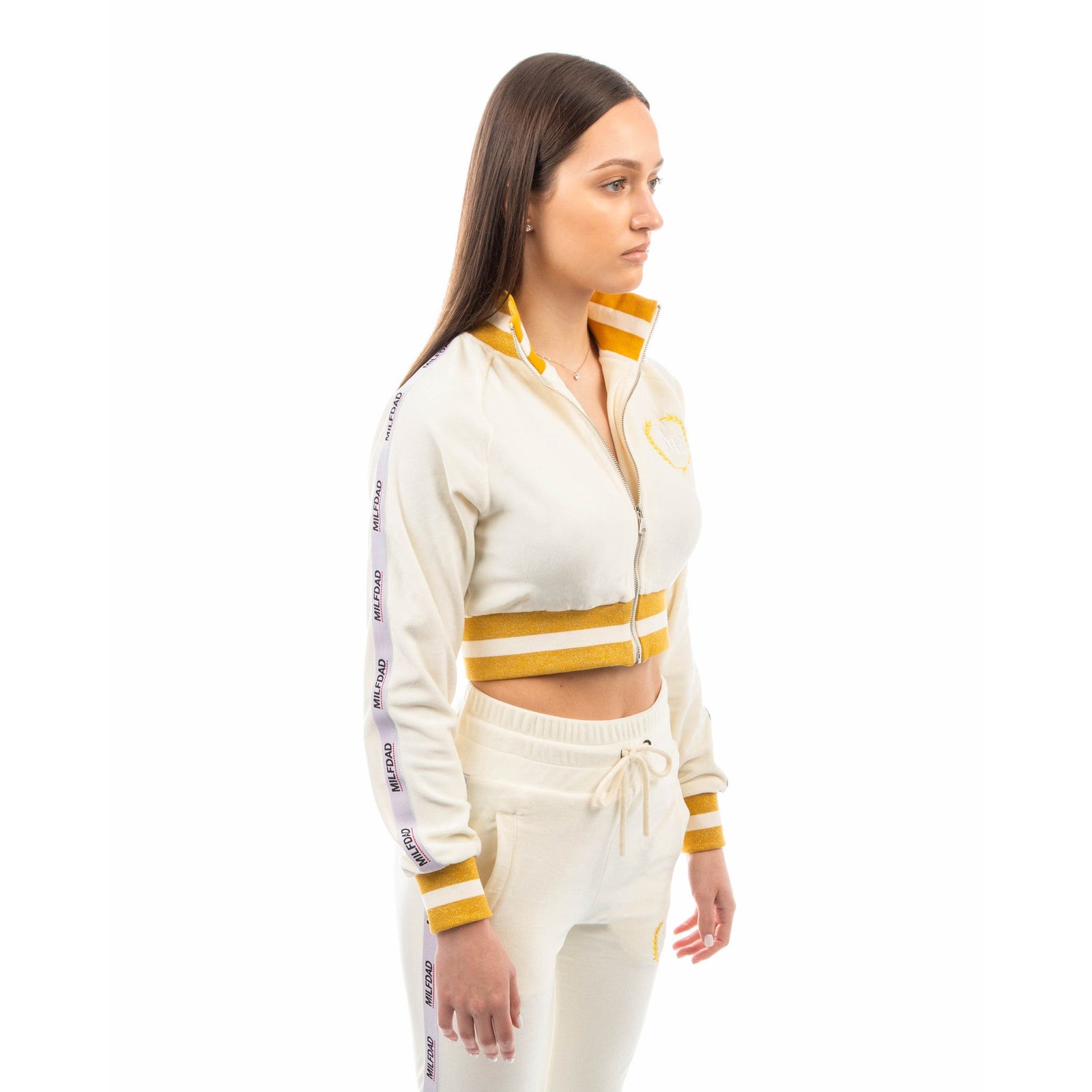 Velour Cropped Jacket - Cream / Gold