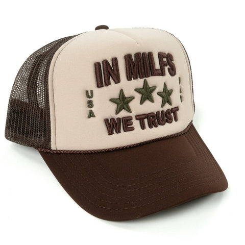 In MILFS We Trust Hat - Brown - - MILFDAD