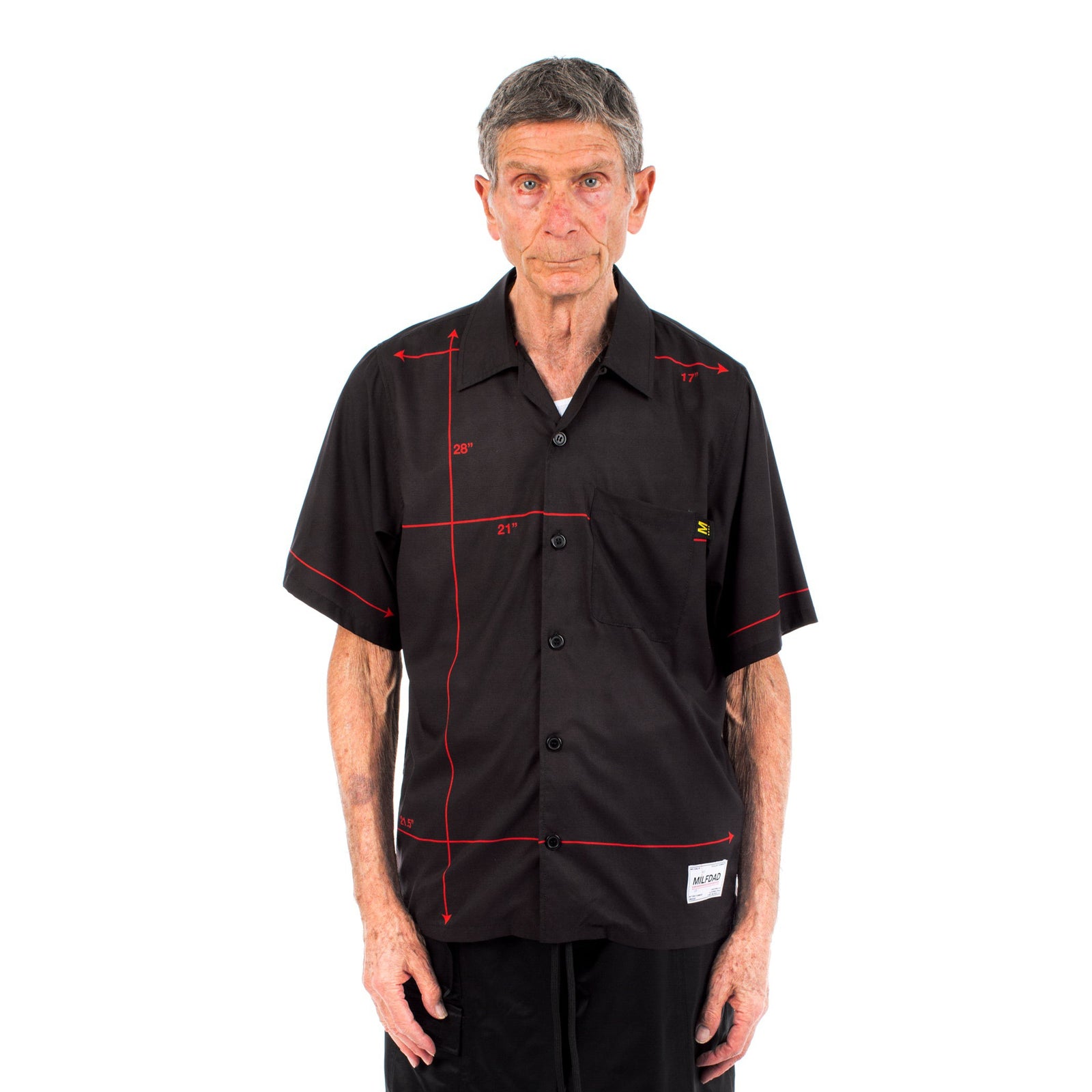 Diagram Button Shirt - Black / Red