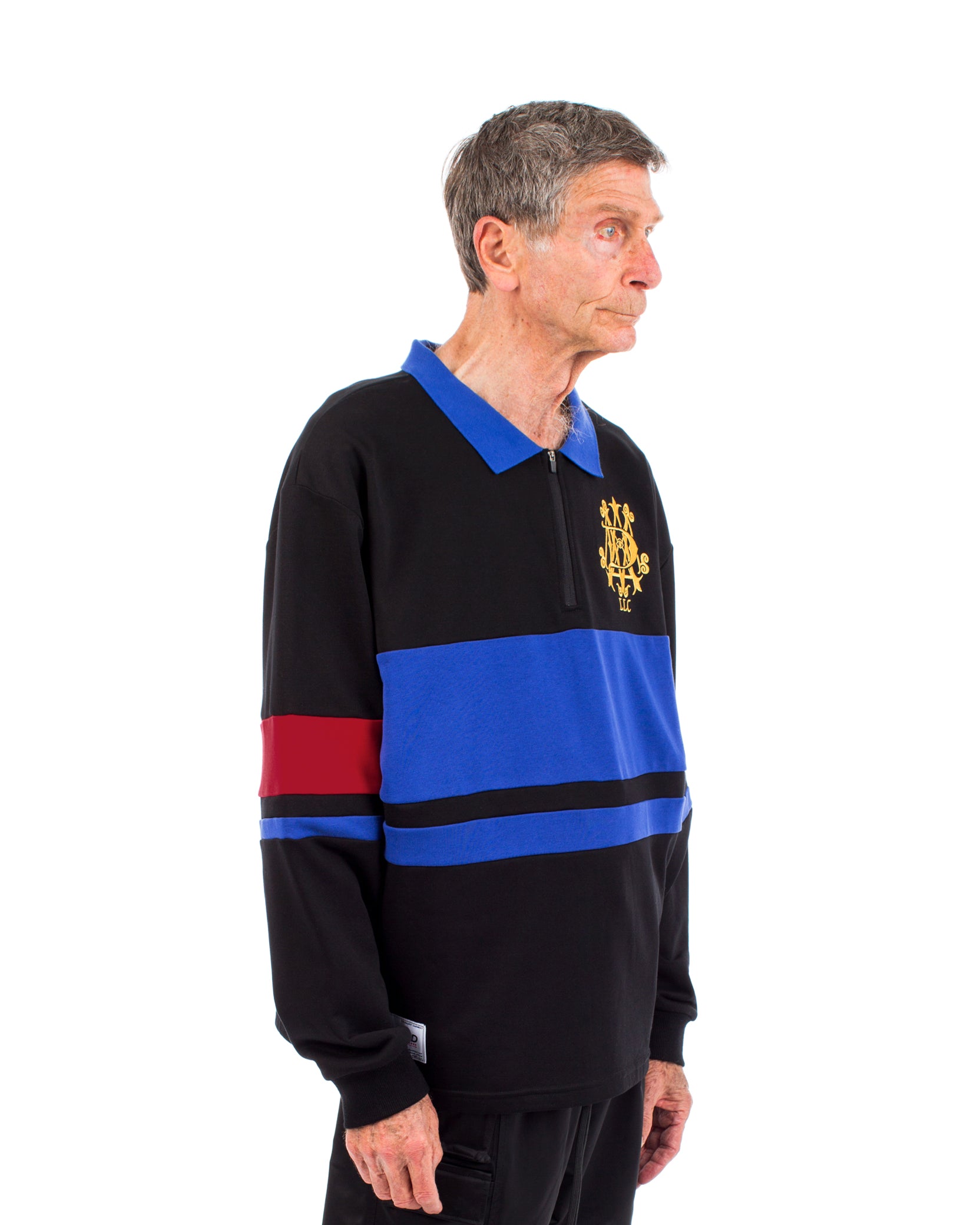 Striped Rugby Shirt with Embroidered Crest