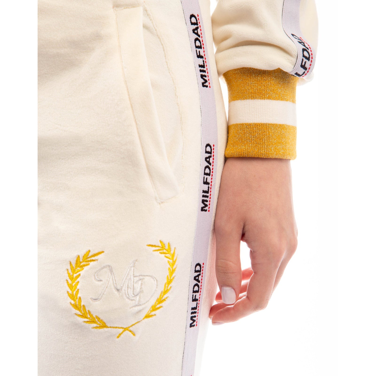 Velour Pant - Cream / Gold