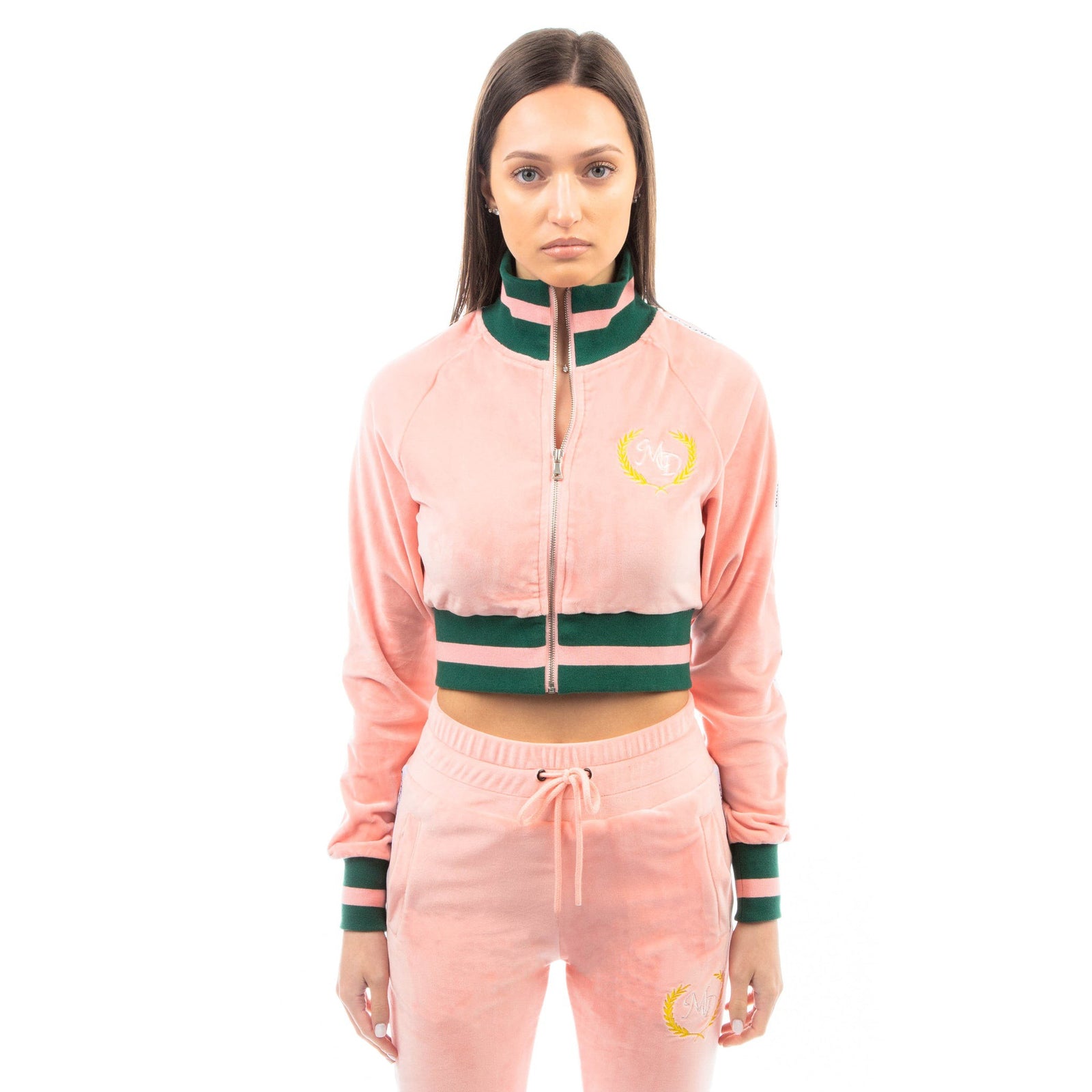 Velour Cropped Jacket - Pink