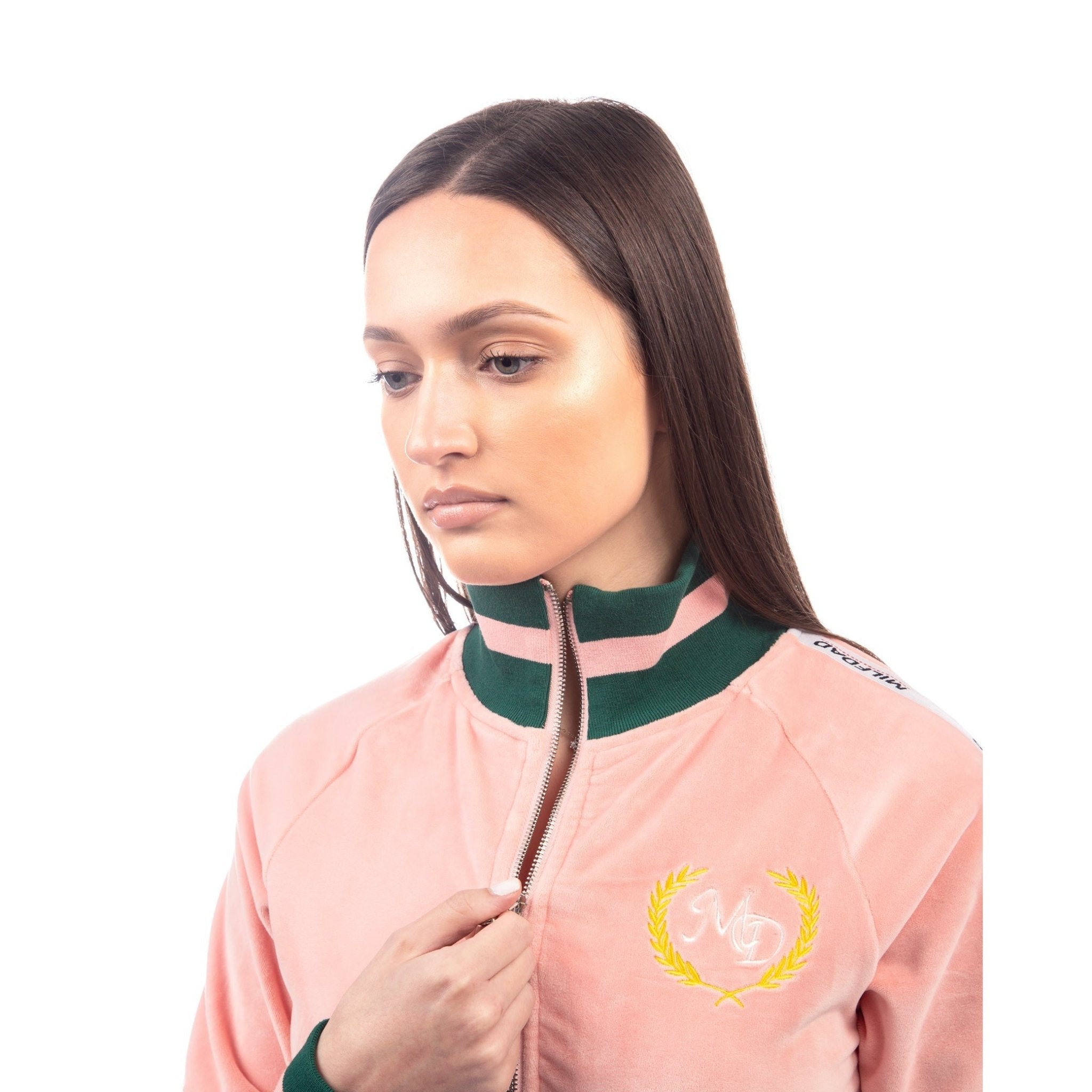 Velour Cropped Jacket - Pink