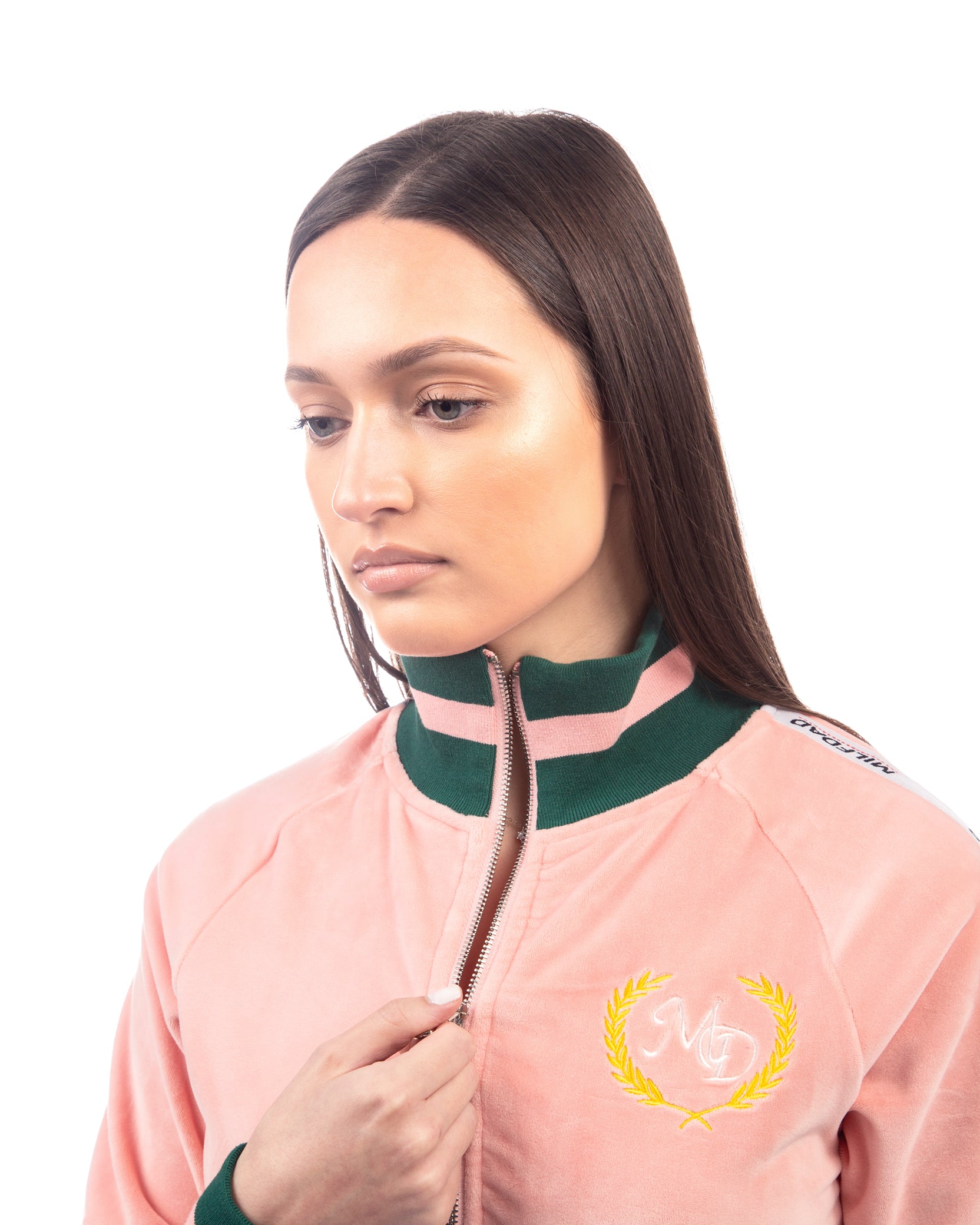 Velour Cropped Jacket - Pink