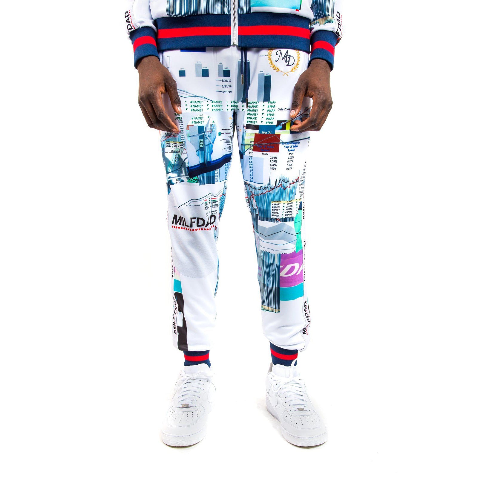 TRACK PANT - SPREADSHEET/WHITE-MILFDAD