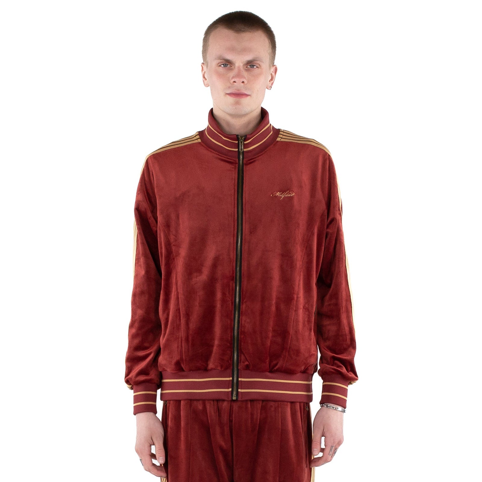 Velour Track Jacket - Ruby Red