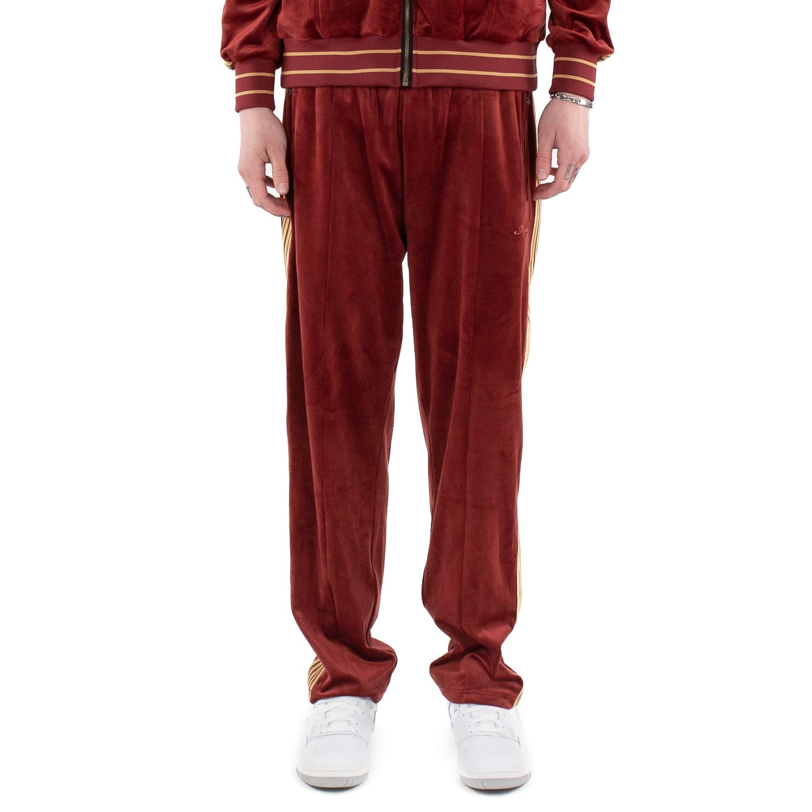 Velour Track Pants - Ruby Red