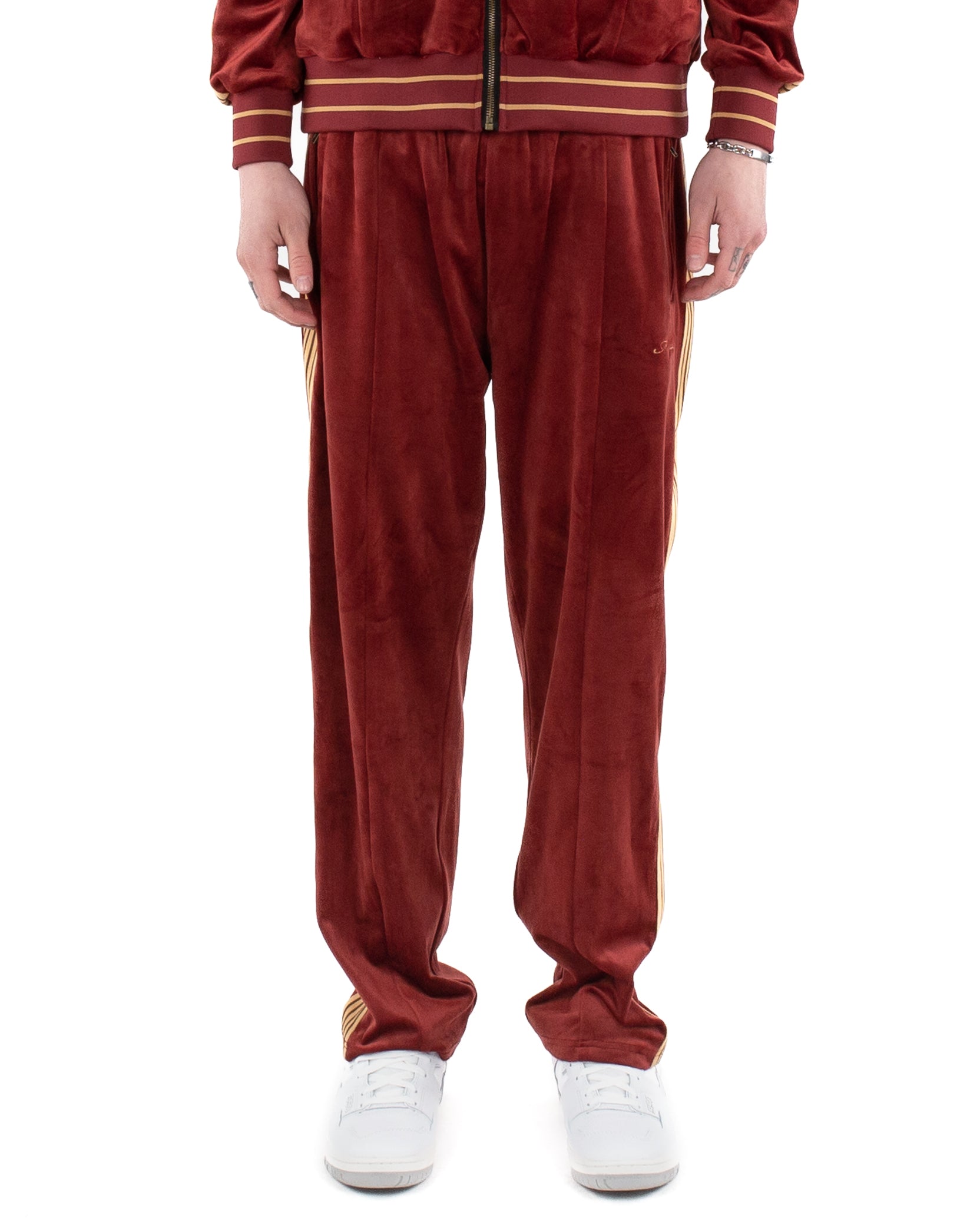 Velour Track Pants - Ruby Red