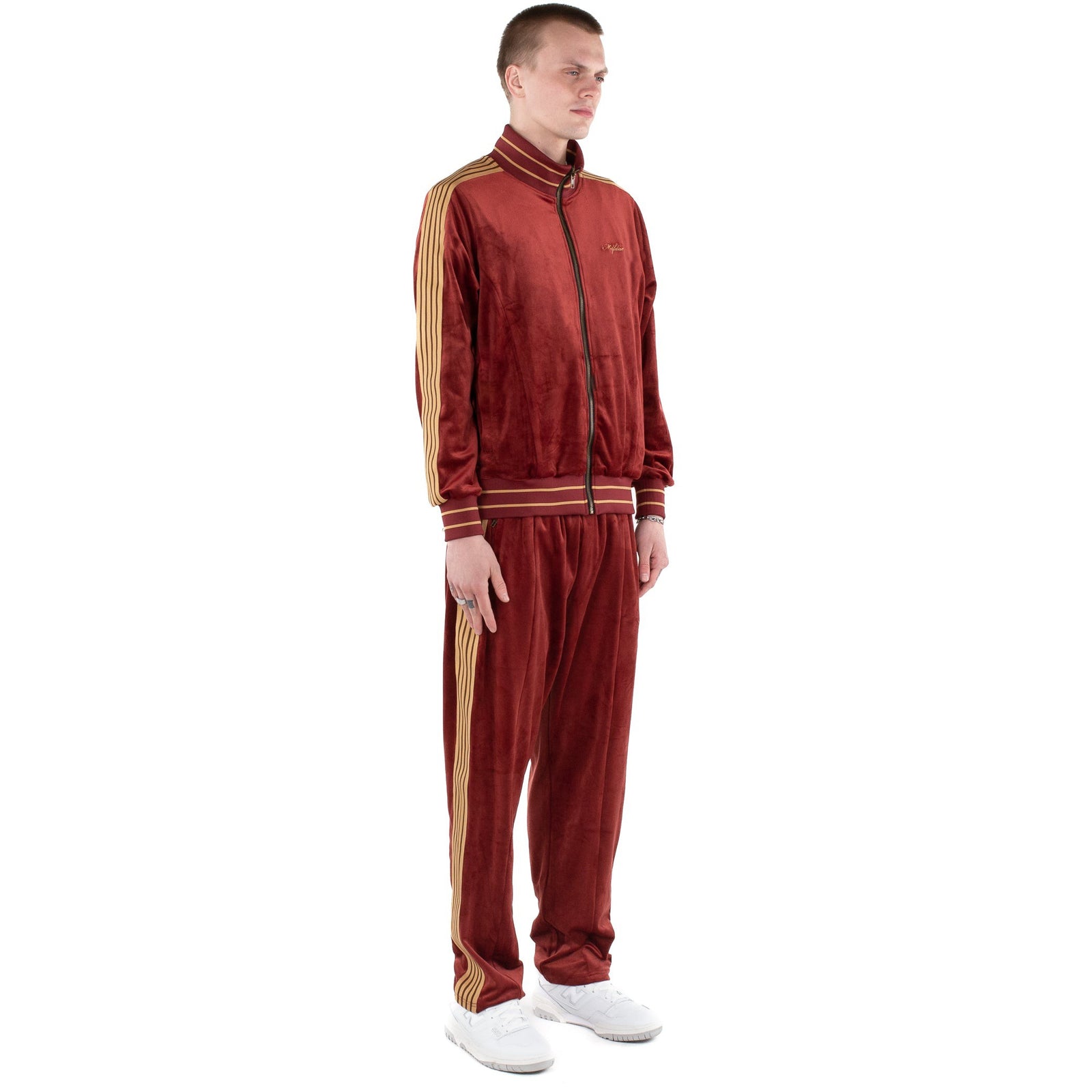 Velour Track Pants - Ruby Red