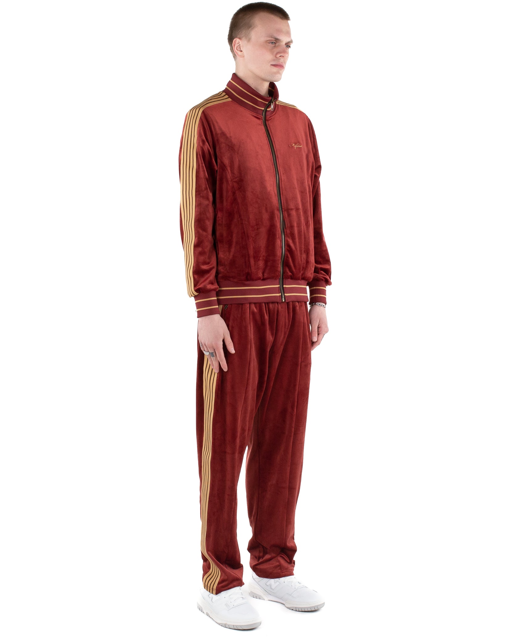 Velour Track Pants - Ruby Red