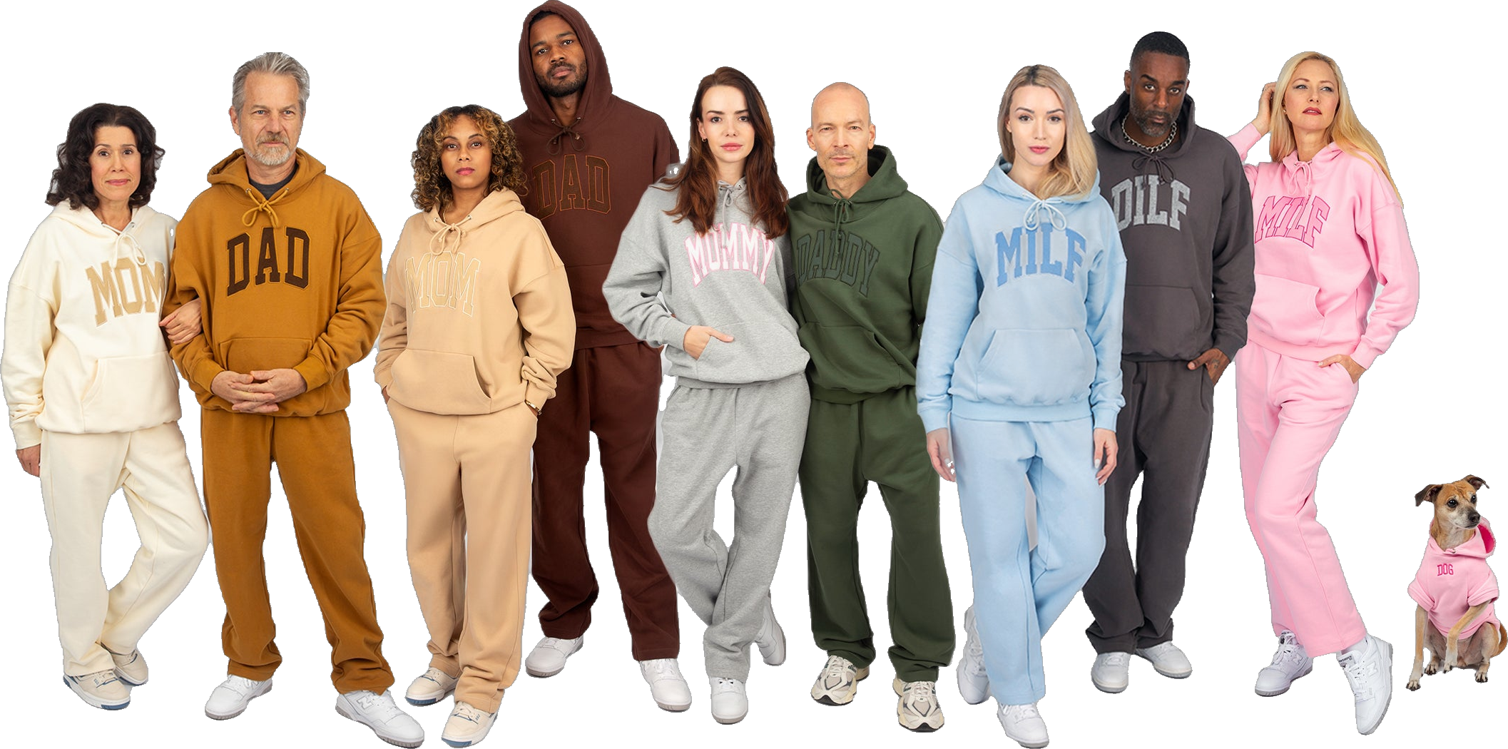 The MILFDAD family in matching sweatsuits